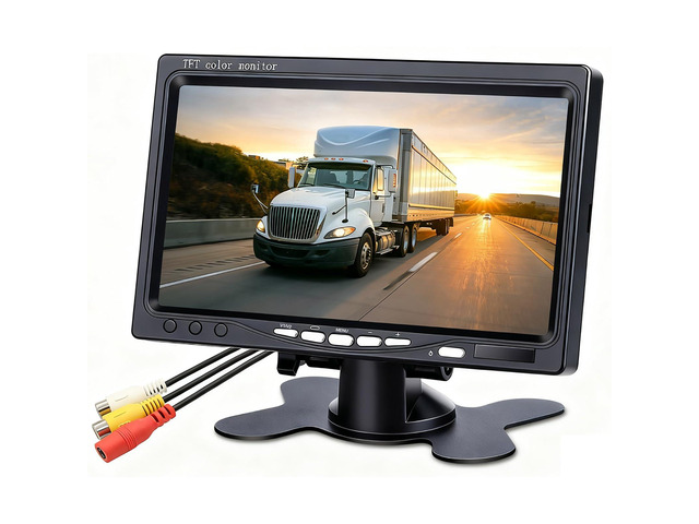 7 Inch HD Color TFT LCD Vehicle Backup Camera Monitor Only 12V/24V Universal Car Rear View Reverse Display Screen, Dual V1/V2 Two Video Input,...