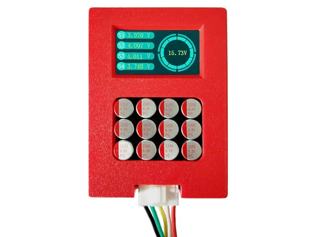 5A 4S LiFePo4 & NCM Active Battery Balancer, 12V, 0-5.5A Adaptive, Digital Voltage Display (DS0855), Red, Type A/B Plug