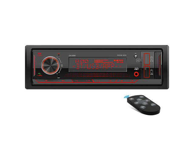 Single Din Bluetooth Marine Radio: in Dash 1-Din Car Stereo Receiver AM FM Tuner LCD Display SD AUX-In USB Quick Charge APP Control