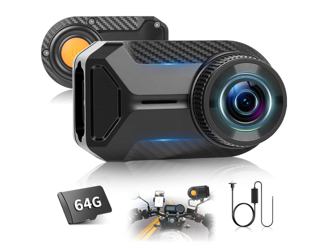 Motorcycle Dash Cam 1080P/2K HD WiFi Mini Screenless Motorbike Driving Recorder, IP66 Waterproof Front Camera, Wide Angle, Loop Recording, App...