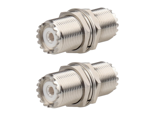2 Pack UHF PL259 Connector Adapter UHF SO239 Female to Female Bulkhead Coax Connector 50 Ohm SO-239 PL-259 RF Coaxial Cable Adapter