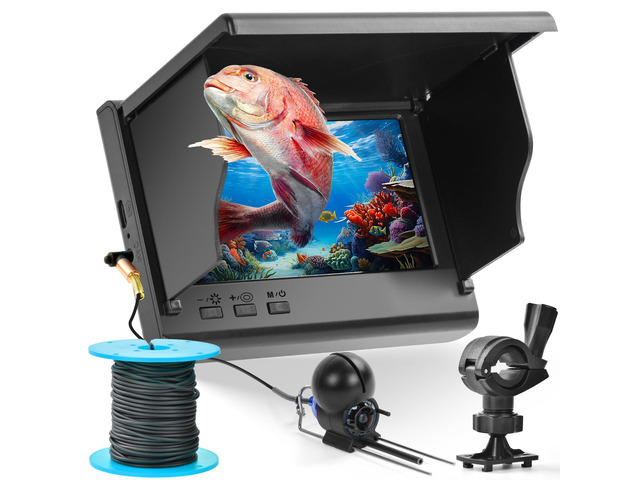 Underwater Fishing Camera, Fish Finder, Infrared Night Vision, Wide Angle, IP65 Waterproof, with 4.3 Inch IPS Display, for Ice, River and Boat (4.3...