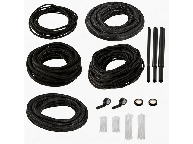 Split Wire Loom Sleeve Master Kit, Complete Cord & Hose Protection for Vehicles, No-Chew Cable Management Set with Split Sleeves, Fabric Heat...