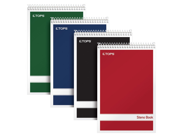 Steno Pads 4 Pack, 6' x 9' Spiral Steno Notebooks, Gregg Rule for lists, 80 Sheets Each, White Paper, Assorted Covers, Take Notes for School,...