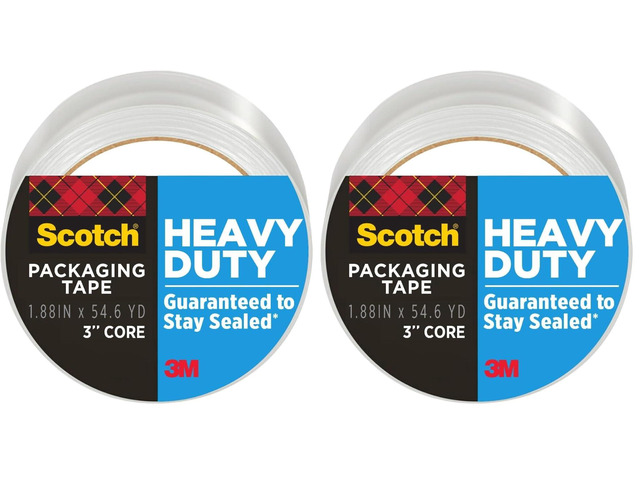 Heavy Duty Shipping Packing Tape, Clear, Shipping and Packaging Supplies, 1.88 in. x 54.6 yd., 1 Tape Roll, (Pack of 2)