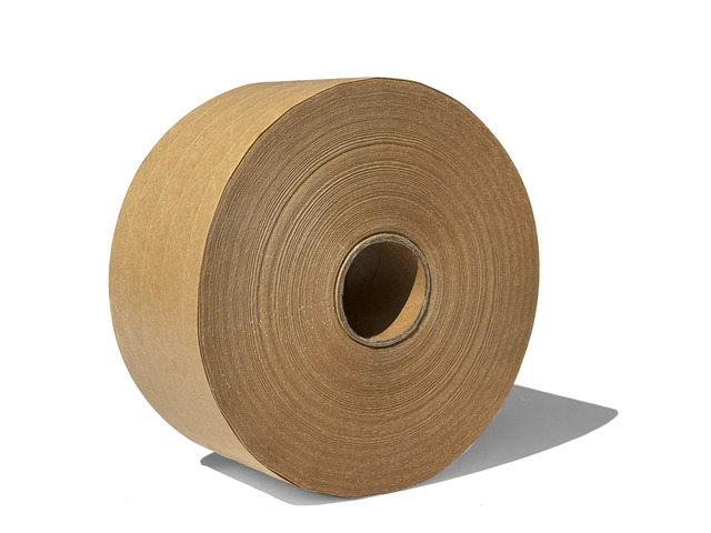 3'' x 450 Feet Reinforced Water Activated Gummed Kraft Paper Tape, for Standard-Duty 30 lbs Break Strength, Secure Packing Shipping, Tamper Evident...