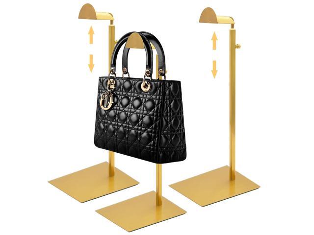 3 Pack Purse Holder, Purse Display Stand with Adjustable Height, Bag Stands for Display, Stainless Steel Purse Rack for Bags Organizer (Gold)