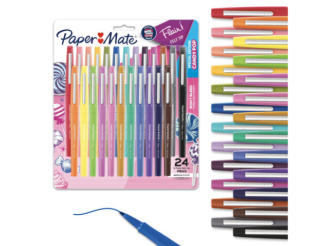 Flair Felt Tip Pens, Medium Point (0.7mm), 24 Count - Back to School, Teacher Supplies, Arts & Crafts