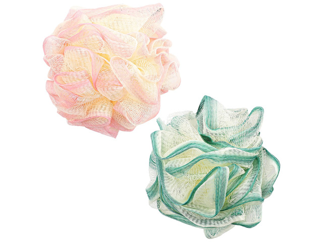 2 Pack Loofah Sponge Shower Loofahs, 2 Colors Bath Sponges Mesh Balls for Body Scrubber, Exfoliator Wash Back Scrubber Bathroom Men Women,...