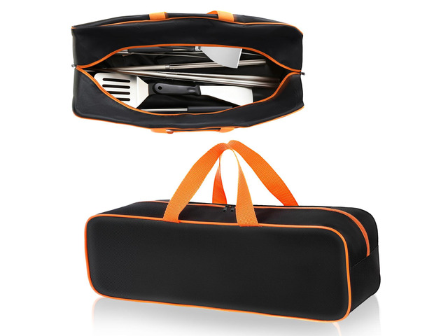 Grill Utensil Storage Bag for Outdoor Grilling, 24 x 8 x 8 in, Black 1680D Oxford fabric, large capacity grill tool storage bag, accessories...