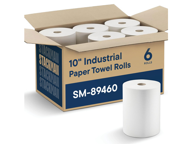 Industrial Paper Towels 10 x 800 White Roll Towels High Capacity Premium Quality (TAD Fabric Cloth Like Texture) Fits Touchless Automatic...