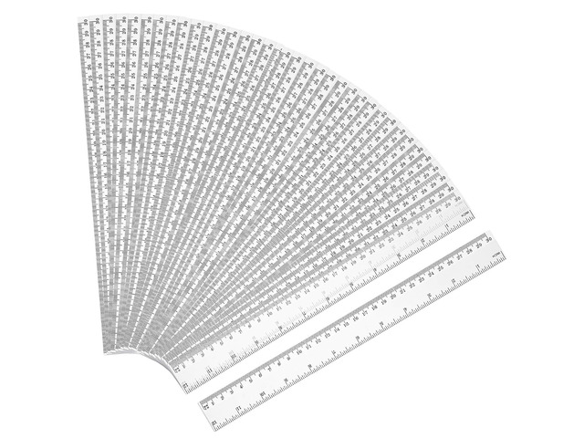 50 Pack Plastic Ruler 12 Inch Straight Flexible Ruler with Inches and Metric for Home Office, Back to School Supplies (Clear)