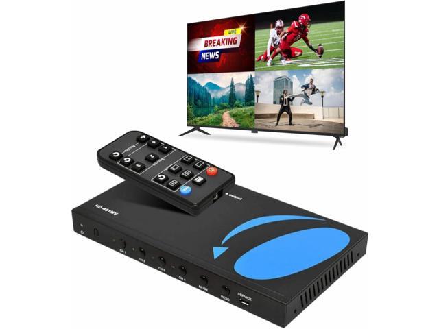 HDMI Switcher 4 in 1 Out with Quad Screen Multiviewer - Supports 1080p, DTS/Dolby Audio, IR Remote Control, Seamless Switching, Compatible with...