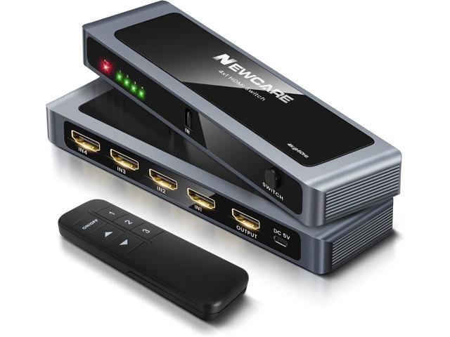 HDMI Switch 4 in 1 Out 4K@60Hz, Aluminum 4-Port HDMI Switcher Splitter with Remote, Supports HDR10 Dolby Vision HDCP 2.2 18Gbps 3D for TV PS5 Xbox...