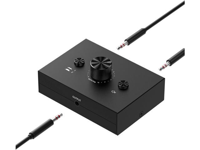 3.5mm Stereo Audio Switch (2 in 1 Out) Audio Switcher Passive Speaker Headphone Manual Selector Splitter Box Audio Sharing for PC Phone Laptop...