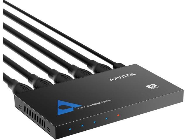 4K Metal HDMI Splitter 1 in 4 Out, 1×4 Powered HDMI Video TV Splitter for Xbox, PS4/5, PC, Laptop, 4Kx2K@30Hz 3D Full HD, Mirror Monitor Only (Not...