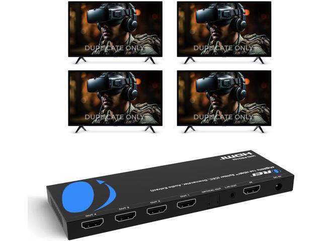 1x4 HDMI Splitter 4K 60Hz with Audio Extractor HDMI 2.0b Splitter 1 in 4 Out with 4K to 1080p Downscaling, HDR10+, Dolby Vision, HDCP 2.3, Optical...