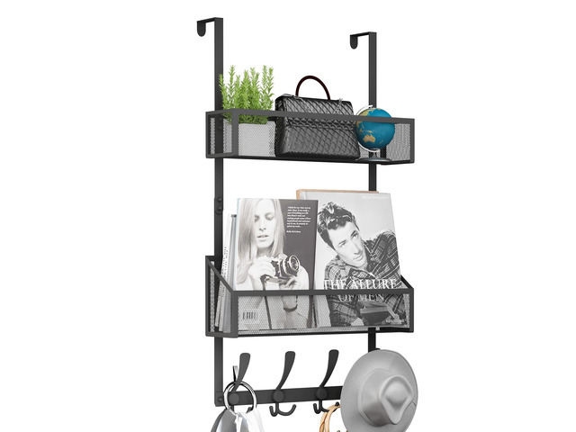Over The Door Hooks Organizer, Coat Rack Over The Door Storage Hanger Towel Rack, Back of Door Storage Organizer for...