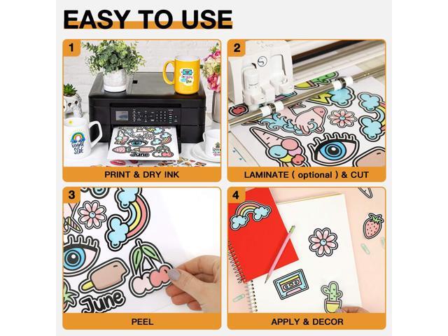 Printable Vinyl for Inkjet Printer & Laser Printer - 40 Pcs Glossy White Waterproof Printable Vinyl Sticker Paper, 8.5'x11' (Pack of 2)