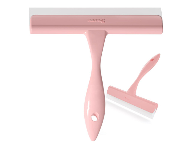 5' Silicone Shower Squeegee for Glass Doors & Car Windows - Small & Mini Size Streak-Free Cleaner, Bathroom, Mirror, Tile Scraper - Compact Pink...