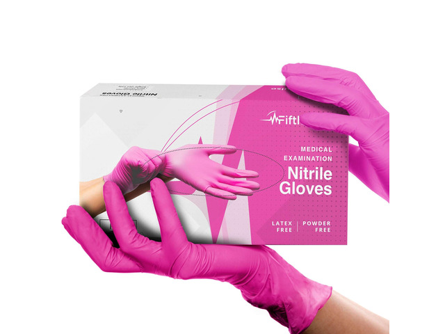 Fuchsia Hot Pink Nitrile Disposable Gloves -3 Mil Medical Exam Nitrile Gloves -Powder and Latex Free