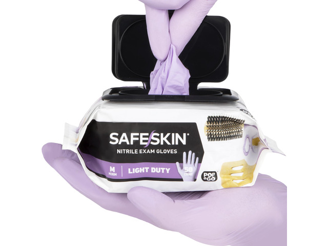 Disposable Nitrile Gloves in POP-N-GO Pack of 50 or 200 Powder Free - Hair, Cleaning, Medical Use, Food Handling