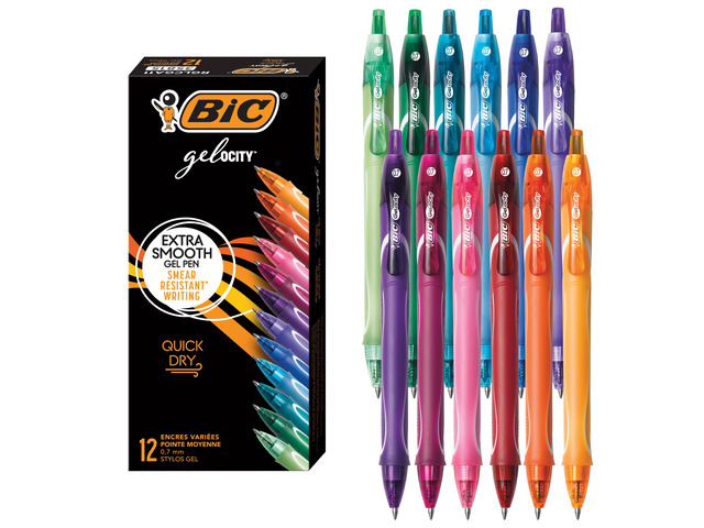 Gelocity Quick Dry Assorted Colors Gel Pens, 12-Count Pack, 0.7 mm Medium Point for Smooth Ink Flow, Full Grip for Comfort, School Supplies for...