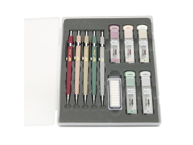 Mechanical Pencil Set with Lead and Eraser Refills, 5 Pack 0.5mm, Sketching Pencils, Drafting Pencil, Drawing Mechanical Pencils