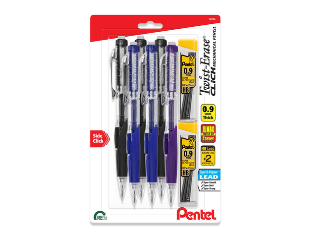 Twist-Erase Click Mechanical Pencil, (0.9mm), Pack of 6 Pencils with 2 Pack of Lead Refills (PD279TLBP6M)