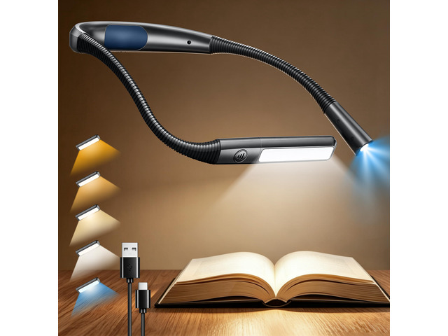 Bendable Neck Light, 100 Hours Reading Light for Book Lover Gifts Hands-Free, Knitting, Crafting, Repairing, 5-Color, Stepless Dimming,...