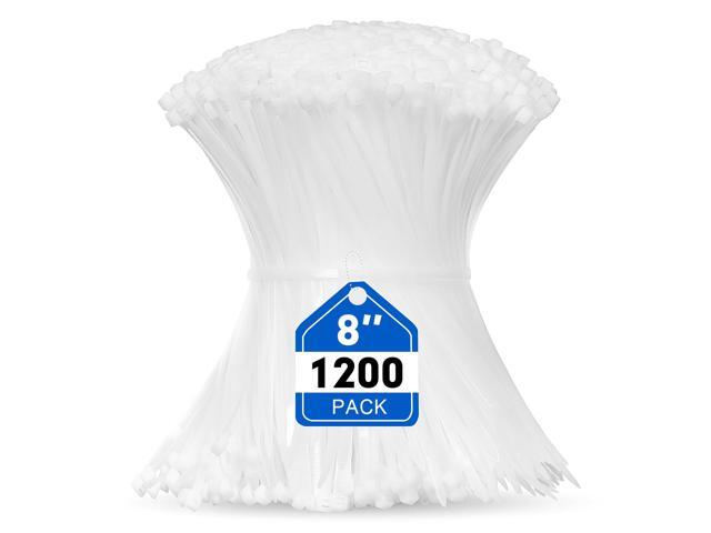 Zip Ties, 1200pcs Cable Zip Ties 8 Inch, Heavy Duty White Plastic Wire Ties with 50lb Tensile Strength, Self-Locking Nylon Cable Ties, Wire...