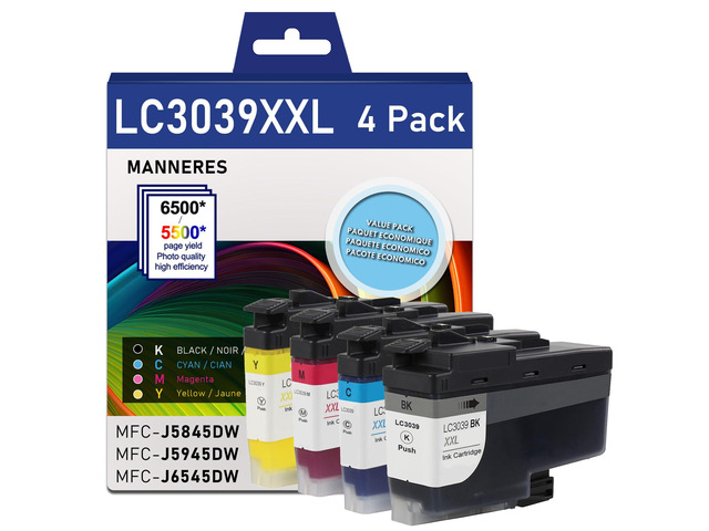 LC3039XXL BK/C/M/Y Ultra High Yield Ink Cartridges Compatible LC3039 Ink Cartridge Replacement for Brother LC3039 LC3037 XXL Ink Cartridge...