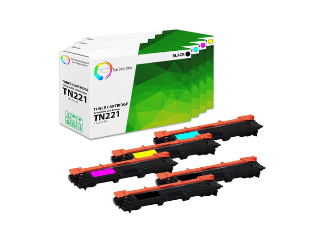 TN221 Toner Cartridge 5 Pack - Compatible Replacement for Brother TN-221 TN221BK TN221C TN221M TN221Y Works with Brother HL-3140 3150 MFC-9130...