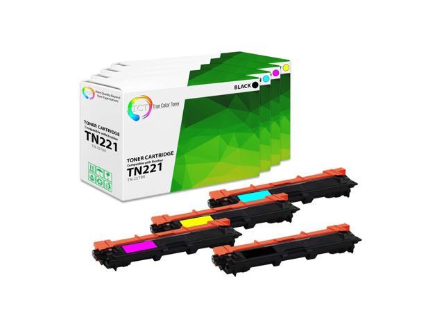 TN221 Toner Cartridge 4 Pack - Compatible Replacement for Brother TN-221 TN221BK TN221C TN221M TN221Y Works with Brother HL-3140 3150 MFC-9130...