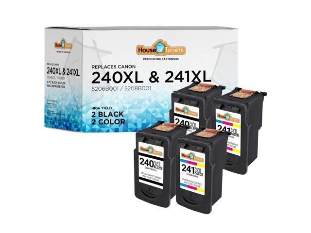 Remanufactured Replacement for Canon PG-240XL Black and CL-241XL Color Ink Cartridges Pixma iP2700 iP2702 MP240 MP250 MP270 MP280-4-Pack (2 Black,.