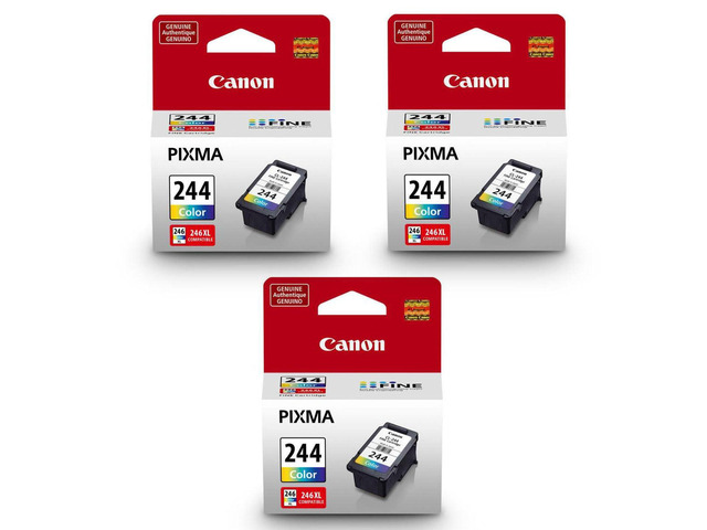 3 Pack CL-244 Color Ink Cartridge for PIXMA IP, MX, MG, TS, and TR Series All-in-One Inkjet Printers - 6.2ml