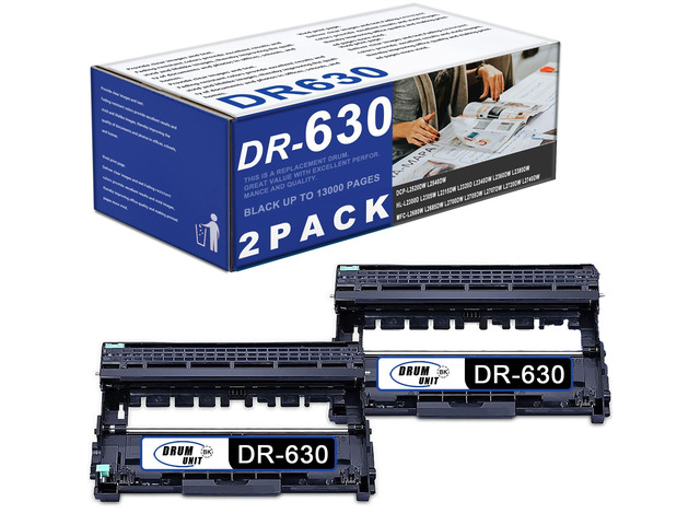 Compatible DR-630 DR630 Black Drum Unit 2 Pack Replacement for Brother DR630 HL- L2305W L2315DW L2380DW MFC-L2720DW DCP-L2540DW Printer (DR 630...