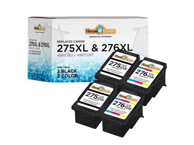 Remanufactured Replacement for Canon PG-275XL Black and CL-276XL Color Ink Cartridge Combo Pack High Yield Printer Ink for PIXMA TS3500, TS3520,...