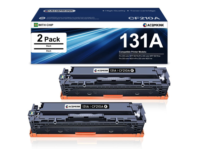 131A Black Toner Cartridge Replacement for HP 131A CF210A Pro 200 Color M251nw M251n M251 M276n M276nw Printer Ink 2 Pack