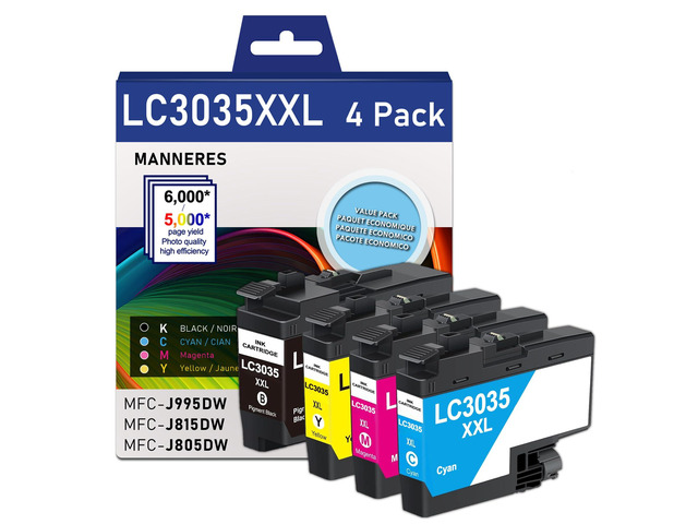LC3035 Ink Cartridge BK/C/M/Y (4-Pack) Replacement for Brother LC3035 LC3035XXL LC3033 Ink Cartridges Work for MFC-J995DW MFC-J995DWXL MFC-J815DW...