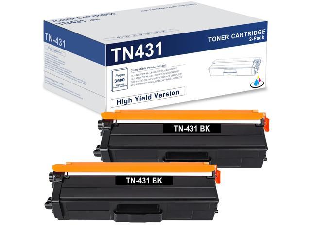 TN-431 TN431 Black Toner Cartridge 2-Pack, Replacement for Brother TN431BK TN-431BK for HL-L8360CDW MFC-L8900CDW HL-L8260CDW MFC-L8610CDW.