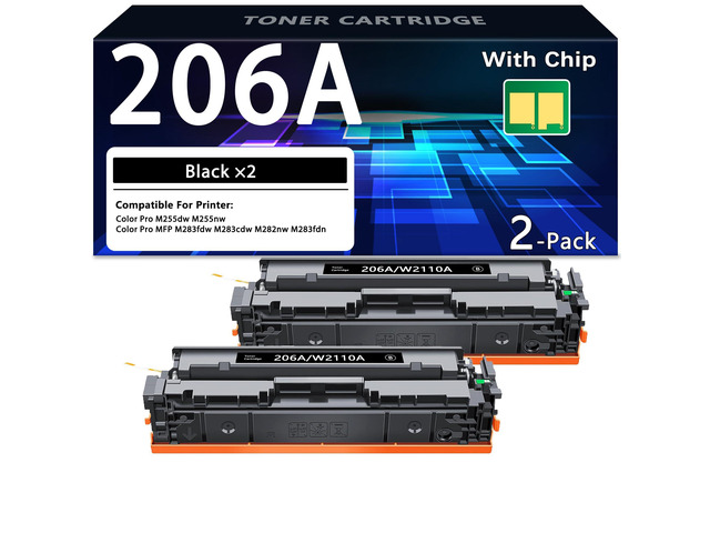 206A Black Toner Cartridges High Yield Replacement for HP 206A W2110A Toner for Color Pro MFP M283fdw M282nw M283fdn Pro M255dw M255nw Printer