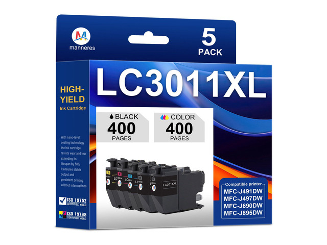 LC3011 XL High Yield Ink Cartridges - Replacement for Brother LC3011 LC3013XL MFC-J491DW MFC-J497DW MFC-J690DW MFC-J895DW Printers 5-Pack...
