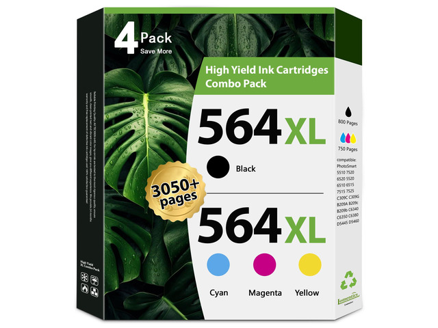 564XL High Yield Ink Cartridges Combo Pack Replacement for HP 564 564XL Ink Cartridges for Photosmart 7520 6520 5520 6510 C309G DeskJet 3520...