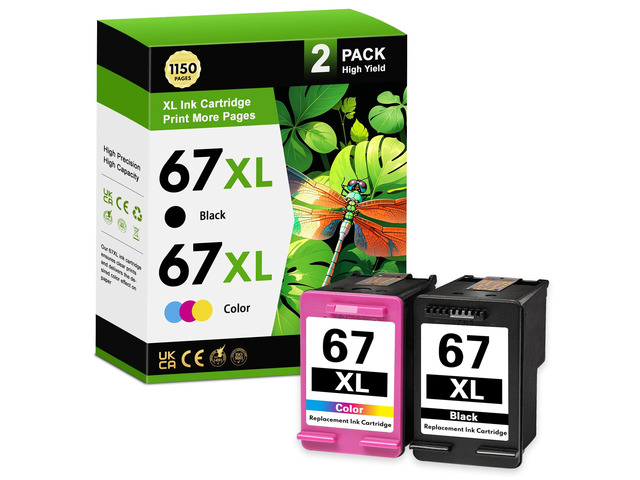 67XL Ink Cartridges Black Color Combo Pack Replacement for HP Ink 67 67XL for Envy 6400 6452e 6055e 6455e 6458e deskjet 2700 2700e 2855e 4255e...