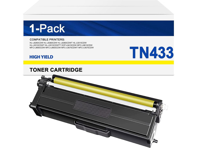 TN433Y 1-Pack TN433 Yellow Toner Cartridge Replacement for Brother TN 433Y Toner MFC-L8900CDW L9570CDWT HL-L8260CDW L9310CDWT L8360CDW Printer Toner