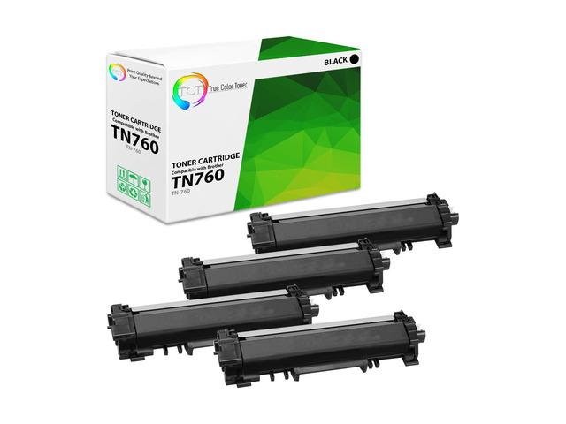 TN760 Toner Cartridge 4 Pack - Compatible Replacement for Brother TN-760 TN760 Black High Yield Works with Brother HL-L2350DW L2370DW DCP-L2550DW...