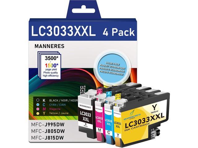 LC3033 BK/C/M/Y Super High Yield Ink Cartridge Compatible for Brother LC3033XXL Ink Cartridge Replacement for Brother LC3035 LC3033 Ink MFC-J995DW...