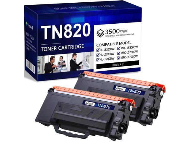 TN820 Toner Cartridge Black 2-Pack Replacement for Brother TN-820 TN 820 Toner for HL-L6200DW MFC-L5850DW MFC-L5700DW HL-L5200DW MFC-L5900DW...