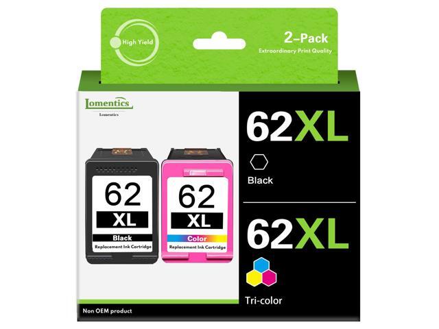 62XL Ink Cartridge Combo Pack (2 Pack,1Black/1Tricolor) -LOMENTI Compatible Ink Cartridges Replacement for HP 62 62XL Ink Cartridge for Envy 7640...
